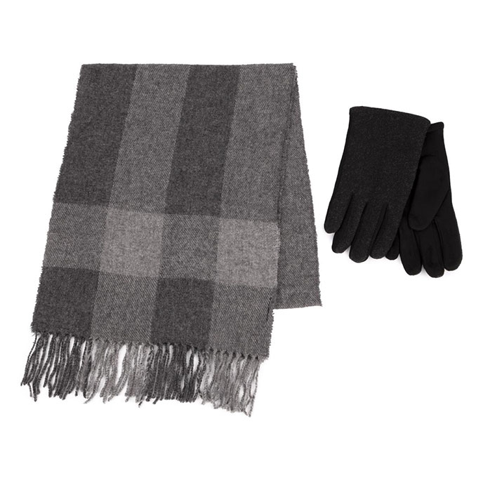 totes Mens Wool Blend Check Scarf and Thermal Lined Glove Gift Set Multi Extra Image 1